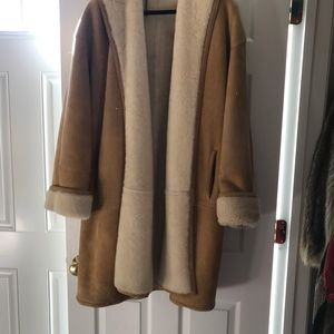 Full Length Calvin Klein Suede Coat with Beautiful Shearling lining